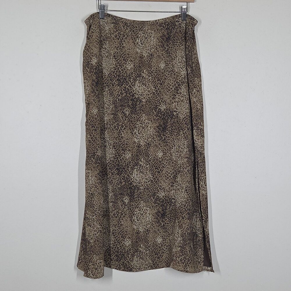 Vtg Y2K Emma James Leopard Paisley Maxi Skirt Side Slits Fairy Grunge Boho 12